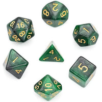 Thumbnail for Glitter in Black & Green Acrylic - 7pcs RPG Full Dice Set