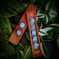 Thumbnail for Blue Lattice on White Acrylic - 7pcs RPG Full Dice Set Box Setup