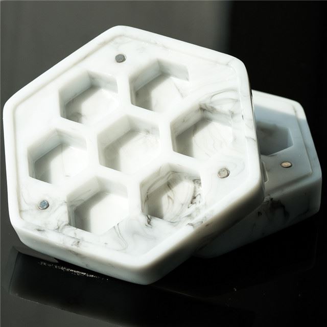 White Marble Resin with 7 Slots - Dice Storage