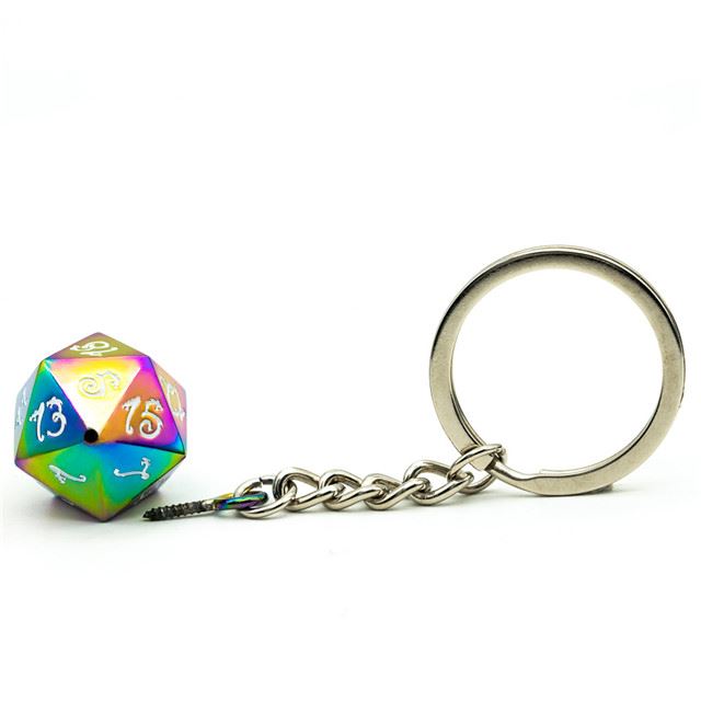 Rainbow Metal - D20 Keyring