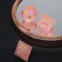 Thumbnail for Hearts on Pink Glass - 7pcs RPG Dice Set