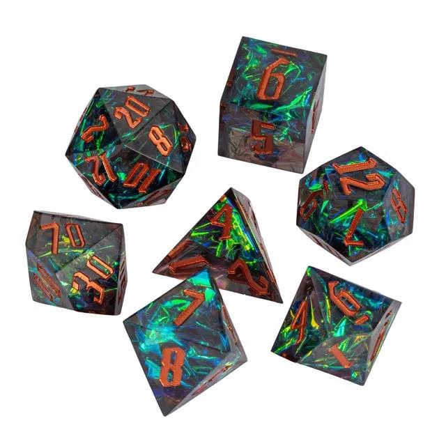 Candy in Blue & Green Sharp Resin - 7pcs RPG Dice Set