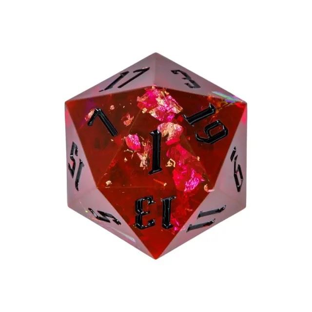 Candy in Red with Gold Foil Sharp Resin - D20 RPG Dice