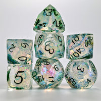 Thumbnail for 7pcs Dice Sharp Candy Facet Green Font White