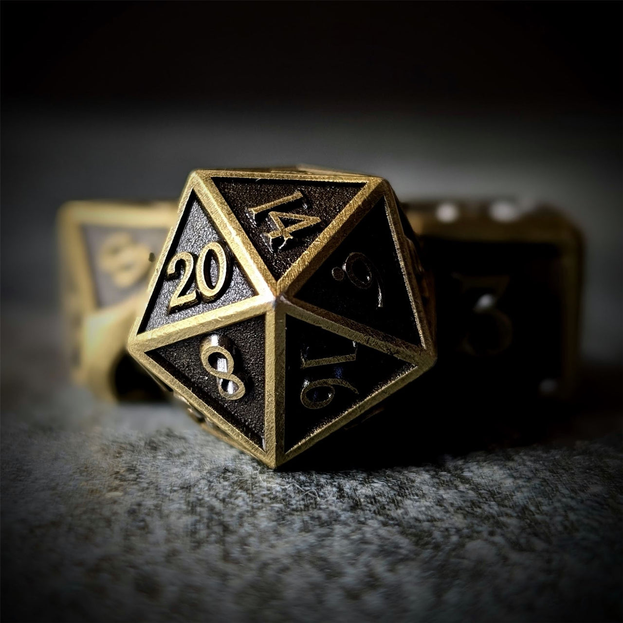 Brushed Bronze Metal - 7pcs RPG Dice Set