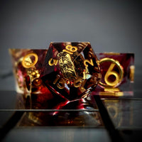 Thumbnail for Gold Ring in Red & Clear Filled Sharp Resin - 7pcs RPG Dice Set