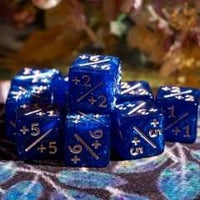 Thumbnail for 10pcs D6 12mm Dice Acrylic Gold Font Counter Numbers Blue