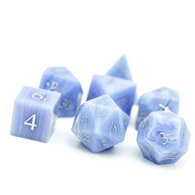 Purple Agate Gemstone - 7pcs RPG Dice Set