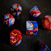 Thumbnail for Glitter in Blue & Red Acrylic - 7pcs RPG Full Dice Set Scatter