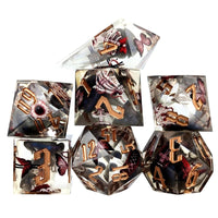 Thumbnail for Halloween Butterfly in Clear Filled Sharp Resin - 7pcs RPG Dice Set