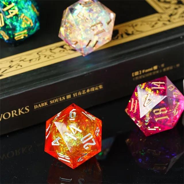 Candy in Orange with Yellow Foil Sharp Resin - D20 RPG Dice