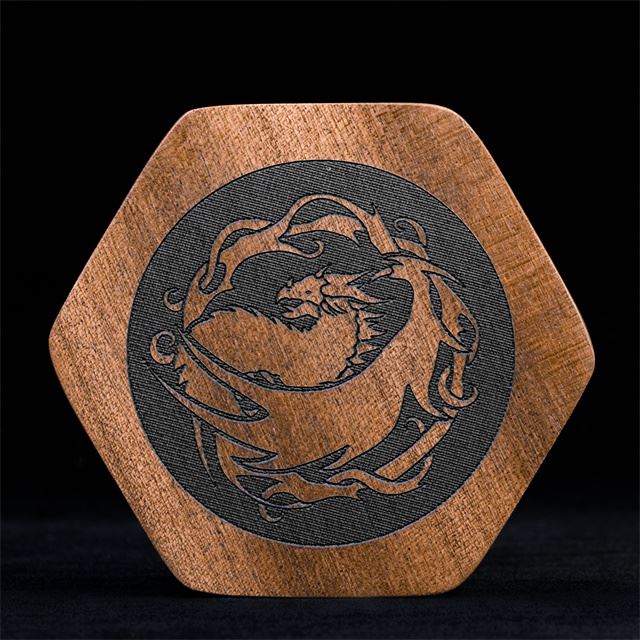 Dragon on Sapele Wood -  Hinged Dice Storage