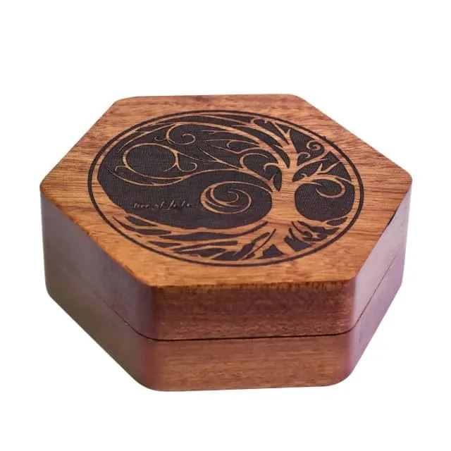 Brown Tree of Life on Sapele Wood -  Hinged Dice Storage