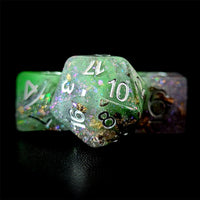 Thumbnail for Glitter in Purple & Green Resin - 7pcs RPG Full Dice Set