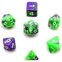 Thumbnail for 7pcs Dice Acrylic Blend White Font Purple Green