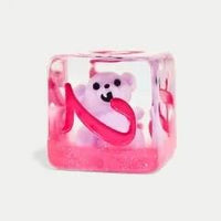 Thumbnail for 7pcs Dice Resin Filled Pink Font Teddy Bear Clear