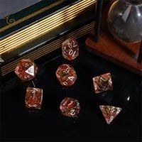 Thumbnail for 7pcs Dice Resin Swirl White Font Clear Red