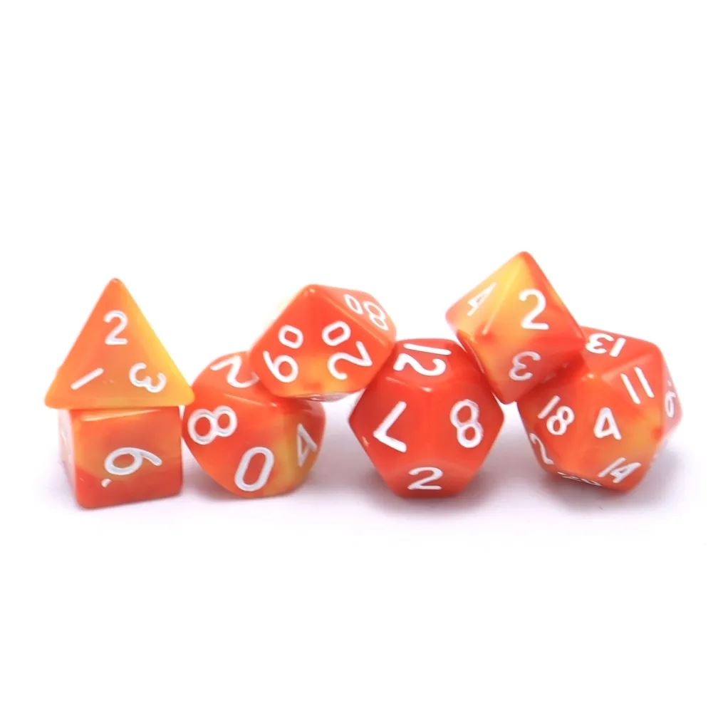 Blend of Yellow & Orange Acrylic - 7pcs RPG Mini Dice Set