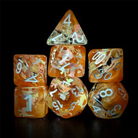 Thumbnail for Bow in Clear & Orange Resin - 7pcs RPG Full Dice Set