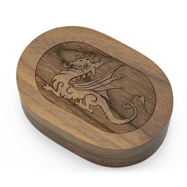 Dragon on Walnut Wood -  Hinged Dice Storage