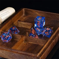 Thumbnail for Spider in Clear & Blue Filled Sharp Resin - 7pcs RPG Dice Set