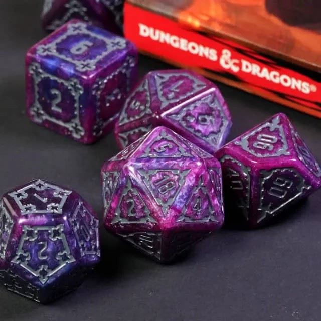 Castle on Purple Resin - 7pcs RPG Oversized Dice Set