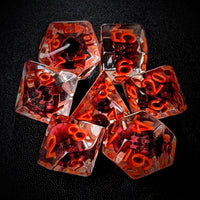 Thumbnail for Pink Skull in Clear Resin - 7pcs RPG Full Dice Set