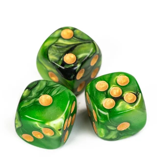 16mm Green Acrylic  - 6pcs D6 RPG Dice Set