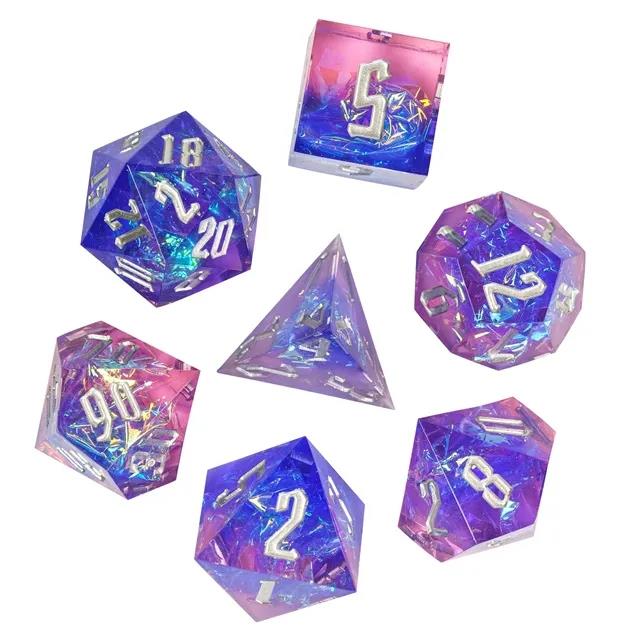 Candy in Cyan & Pink Sharp Resin - 7pcs RPG Dice Set