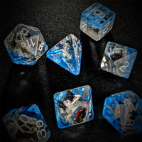 Thumbnail for Unicorn in Clear & Blue Resin - 7pcs RPG Full Dice Set