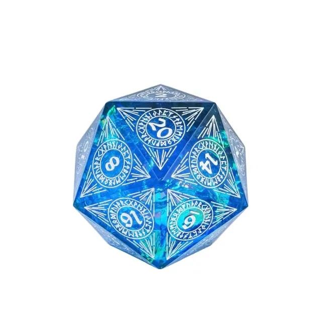 Candy in Clear & Blue Sharp Resin - D20 RPG Dice