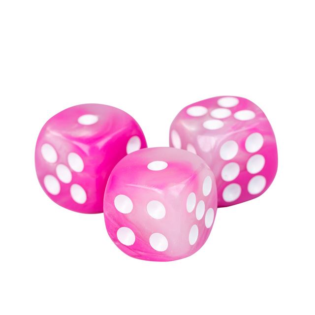 12mm Pink & White Acrylic - 10pcs D6 RPG Dice Set