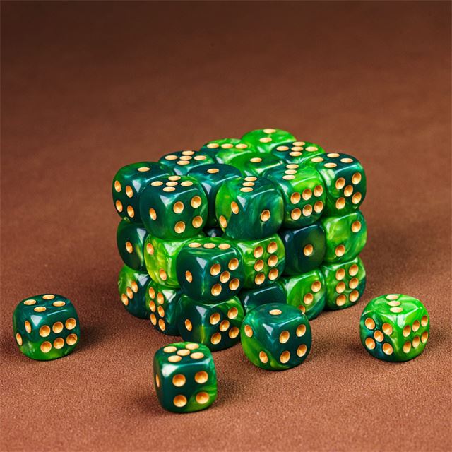 12mm Green Acrylic - 10pcs D6 RPG Dice Set