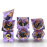 Thumbnail for Blue Dragon Eye Ball in Clear & Purple Filled Sharp Resin - 7pcs RPG Dice Set