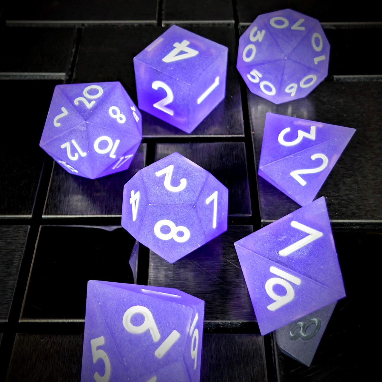 7pcs Dice Sharp Frosted Purple