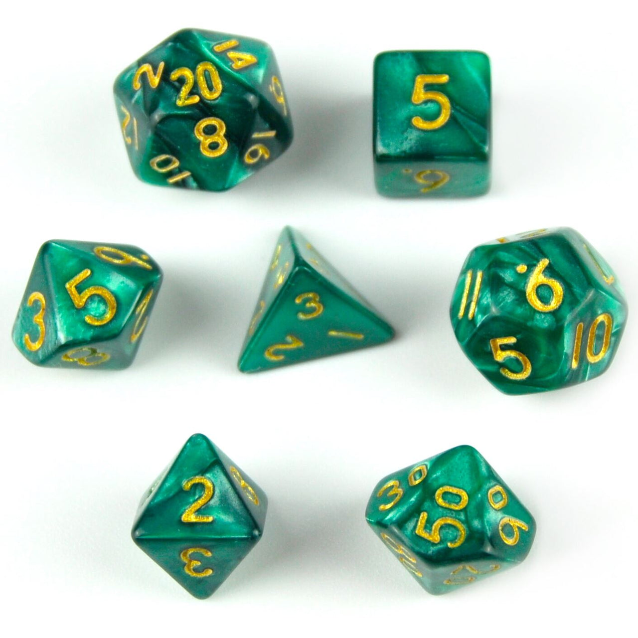 Silk Green Acrylic - 7pcs RPG Mini Dice Set