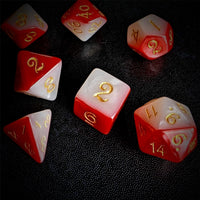 Thumbnail for Blend of Red & White Acrylic - 7pcs RPG Full Dice Set Scatter