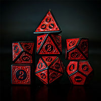 Thumbnail for Red Lattice on Black Acrylic - 7pcs RPG Full Dice Set