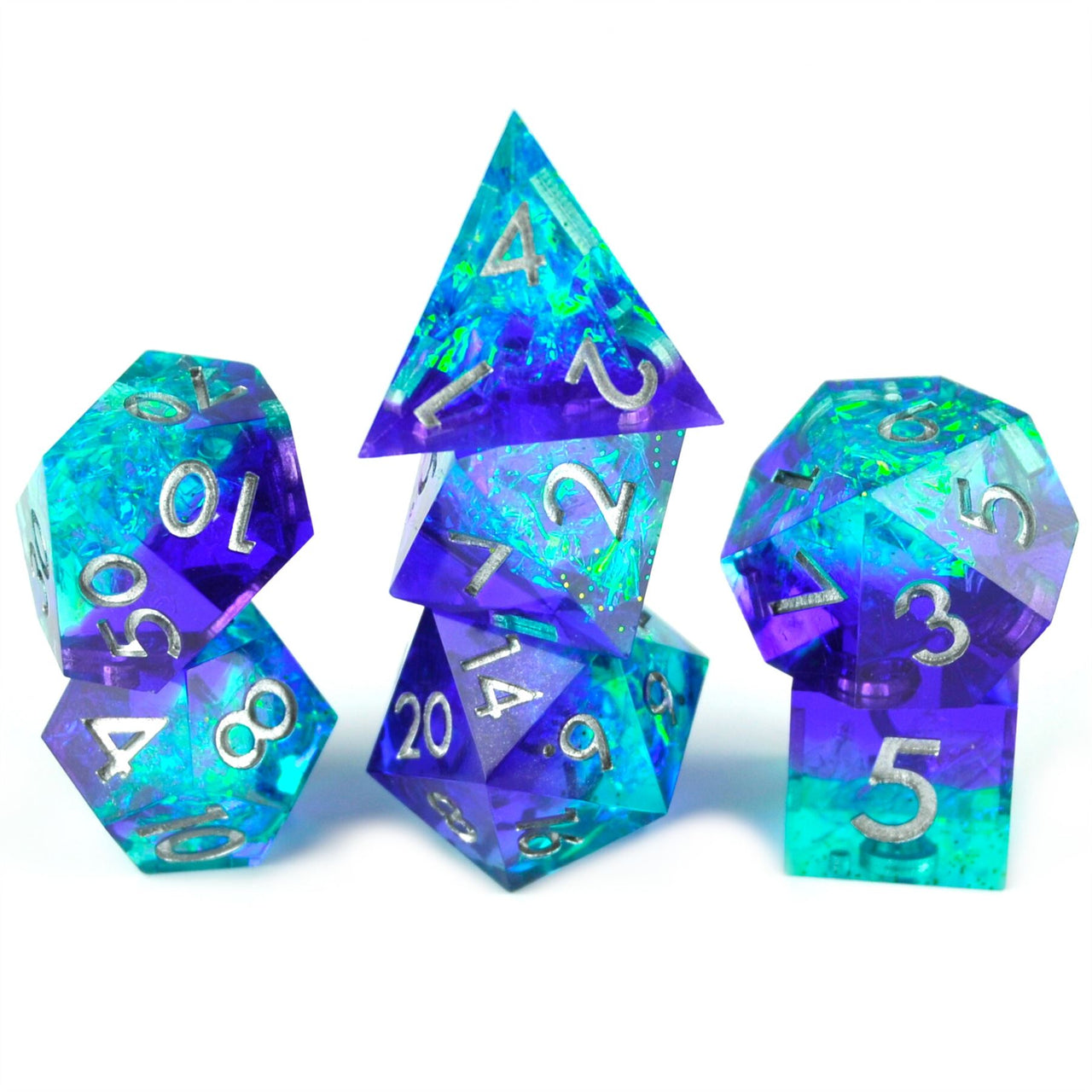 Candy in Cyan & Blue Sharp Resin - 7pcs RPG Dice Set