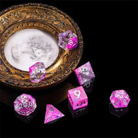 Thumbnail for Layered Pink & Clear Sharp Resin - 7pcs RPG Dice Set