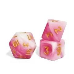 7pcs Dice Acrylic Mini Gold Font White Pink