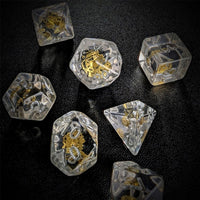 Thumbnail for Gold Cogs in Clear Resin - 7pcs RPG Full Dice Set