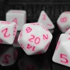 7pcs Dice Acrylic Blend Pink Font Solid White