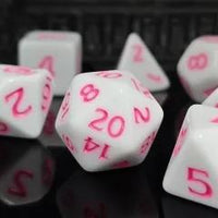 Thumbnail for 7pcs Dice Acrylic Blend Pink Font Solid White