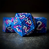 Thumbnail for Purple & Blue Dragon Scale Metal - 7pcs RPG Dice Set