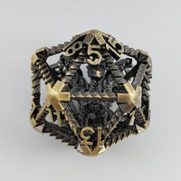 Thumbnail for D20 Dice Metal Resin 39mm Flying Dragon Wash Bronze