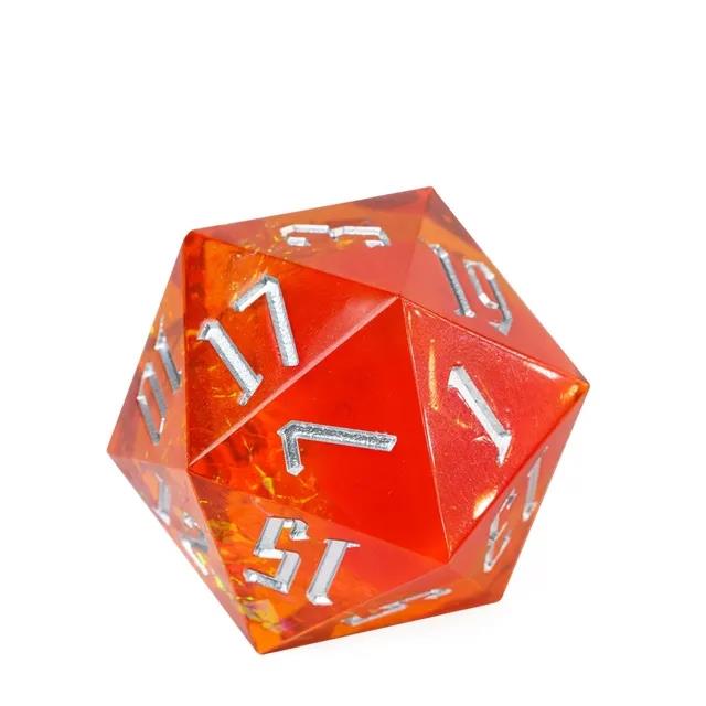 Candy in Orange with Yellow Foil Sharp Resin - D20 RPG Dice