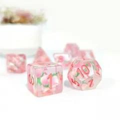 7pcs Dice Resin Filled Pink Font Pink Peach Clear