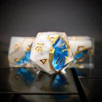 Thumbnail for 7pcs Dice Sharp Filled Gold Font Blue Pool Gold Seam Clear