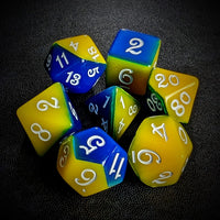 Thumbnail for Blend of Yellow & Blue Acrylic - 7pcs RPG Full Dice Set Top